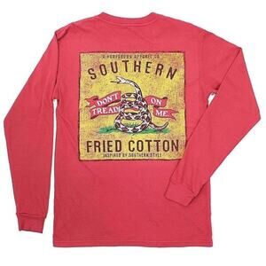 Southern Fried Cotton Graphic Red Long Sleeve Tee